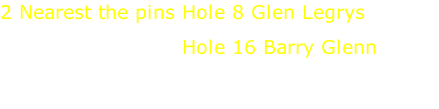 2 Nearest the pins Hole 8 Glen Legrys                           Hole 16 Barry Glenn
